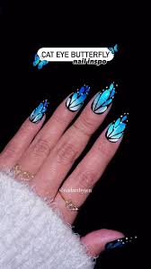 blue butterfly nail art