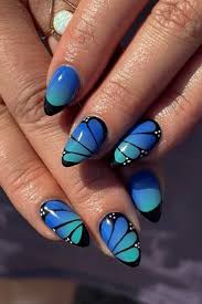 blue butterfly nail art