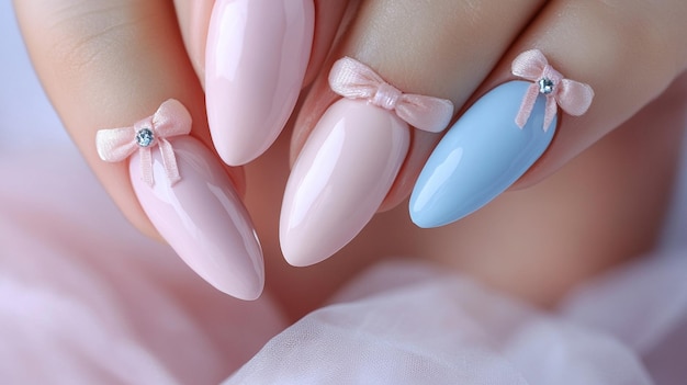 blue and pink nail art