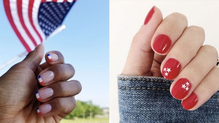 blue and red nail art