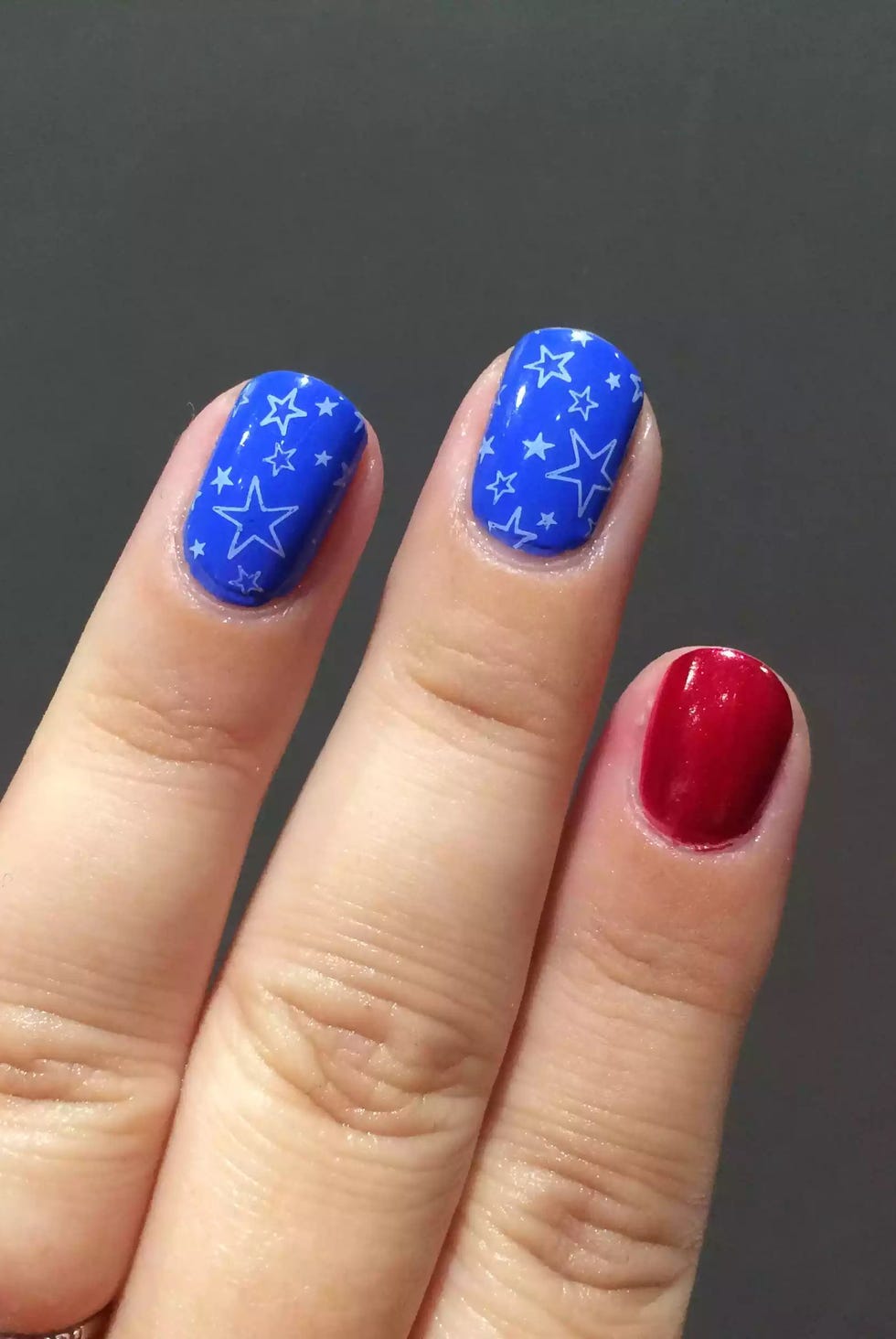 blue and red nail art