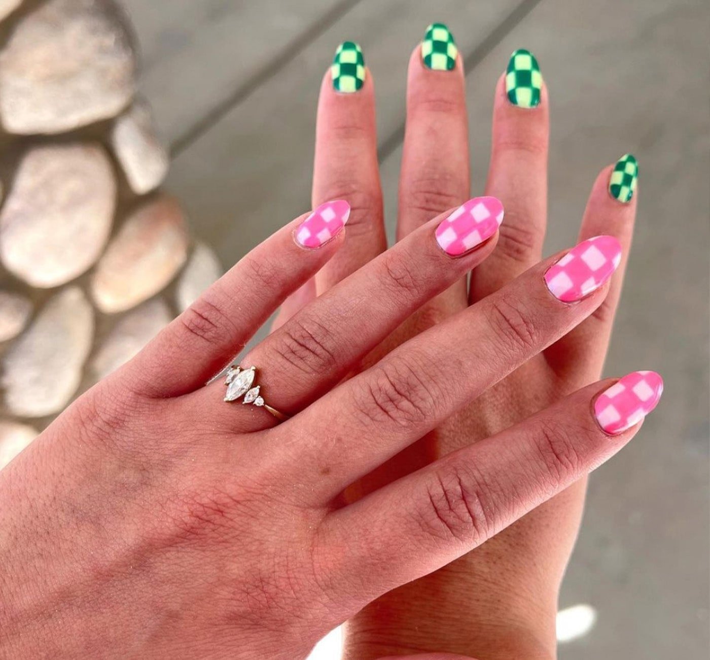 Red Checkered Nail Art
