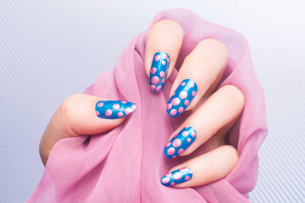 blue and pink nail art