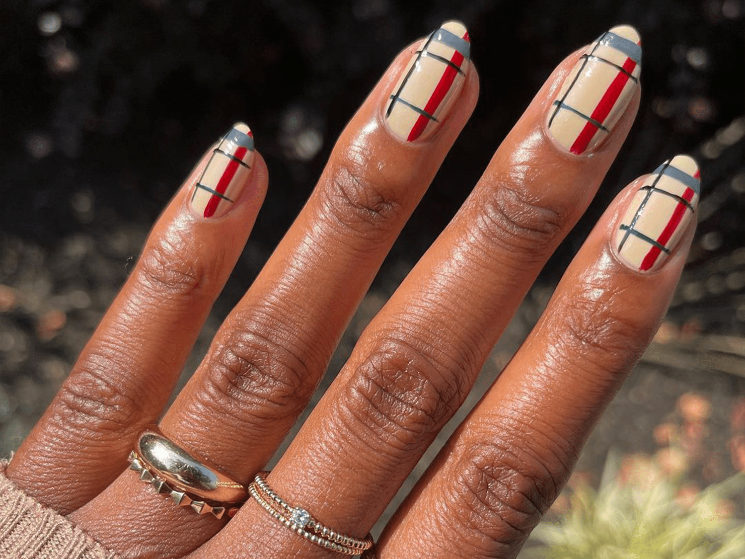 Red Checkered Nail Art