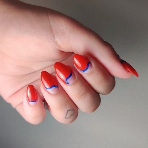 blue and red nail art
