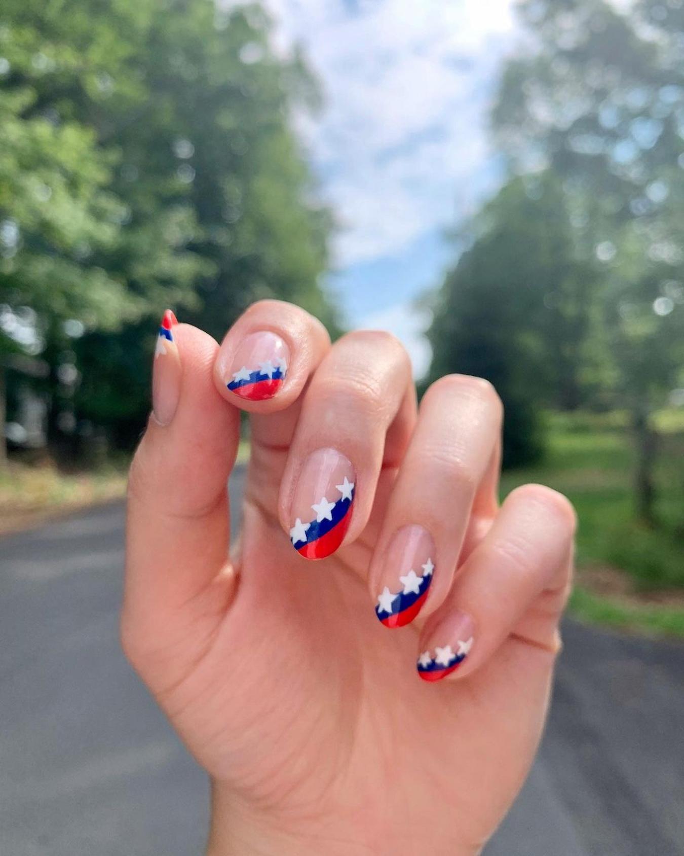 blue and red nail art