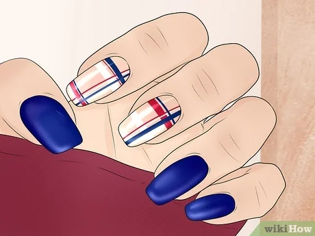 blue and red nail art
