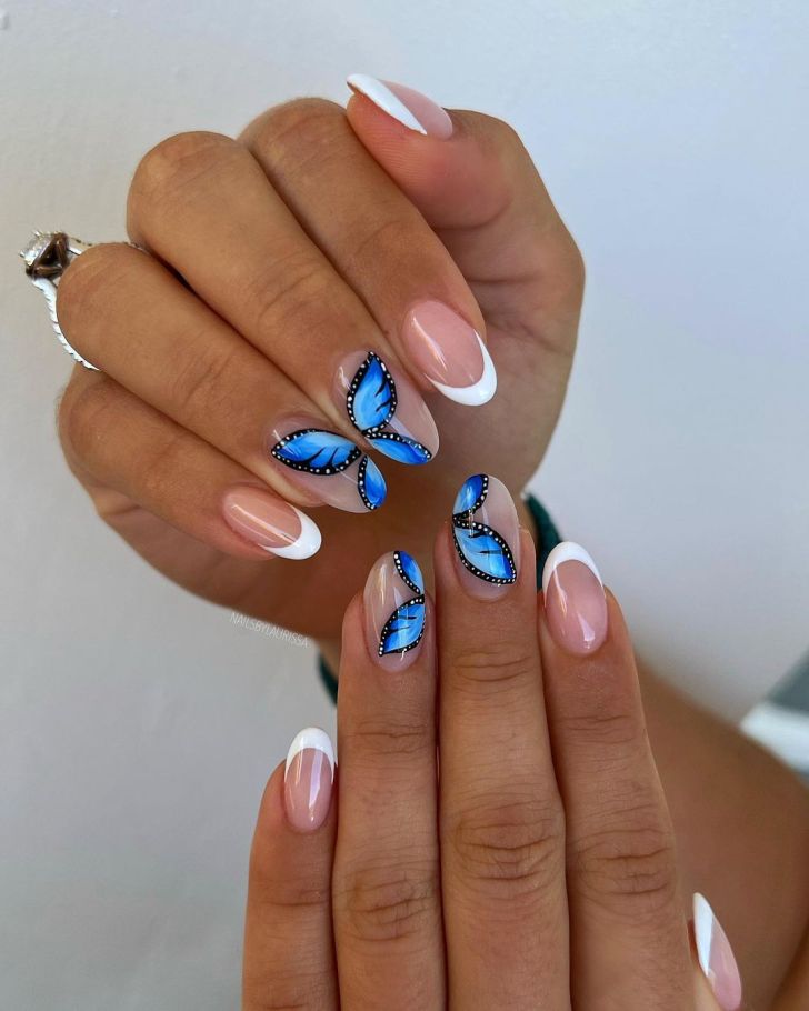 blue butterfly nail art