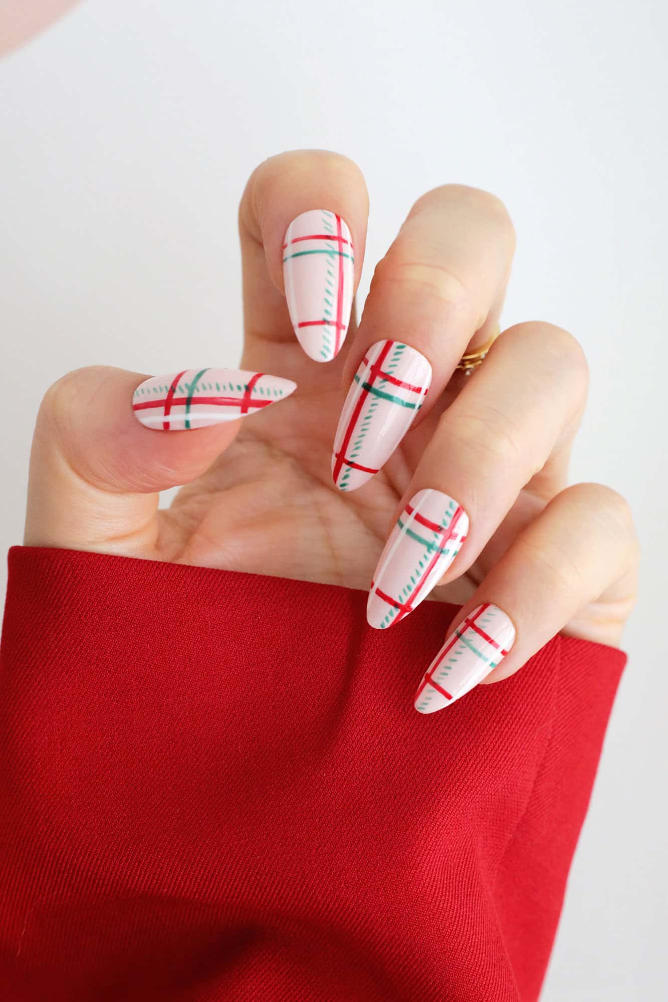 Red Checkered Nail Art