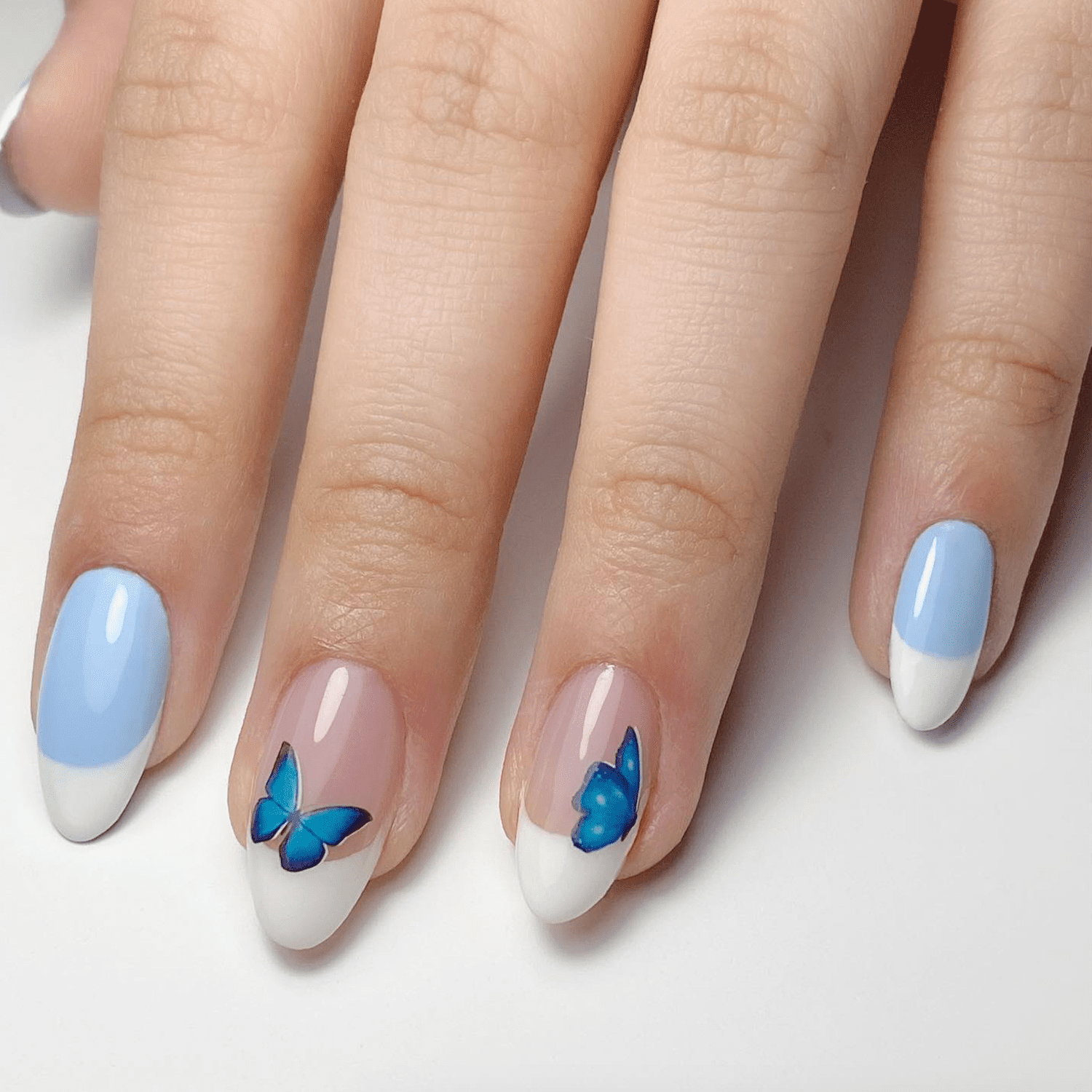 blue butterfly nail art
