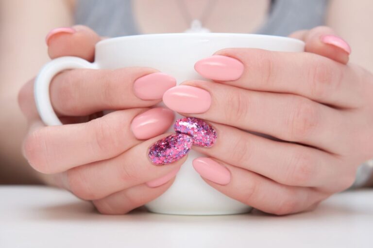 Unha de Gel Decorada Delicada Rosa