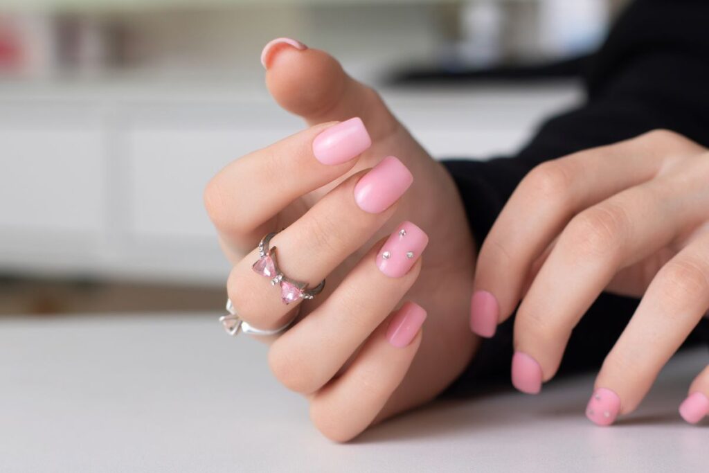 Unha de Gel Decorada Delicada Rosa