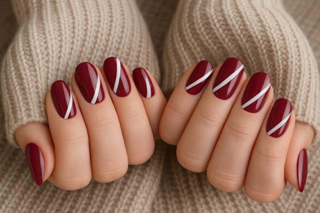 Unhas marsala com branco: combinações fáceis pra arrasar sempre Unhas marsala com branco: combinações fáceis pra arrasar sempre