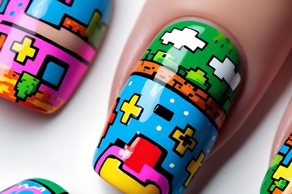 Ideias de unha decorada para quem ama jogos e diversão Ideias de unha decorada para quem ama jogos