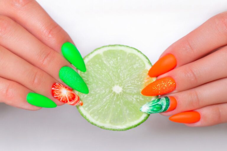 Unha laranja neon